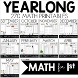 Yearlong Monthly MATH Printables Bundle for 1st Grade