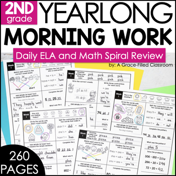Preview of Yearlong Morning Work 2nd Grade | ELA and Math Bell Work