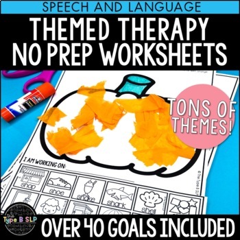 Preview of Yearlong No Prep Themed Worksheets for Speech Therapy PART 1: Themed Therapy