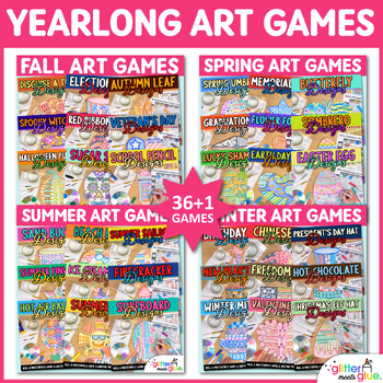 Preview of Yearlong Roll A Dice Games: 37 Art Projects & Writing Prompts for Elementary Art