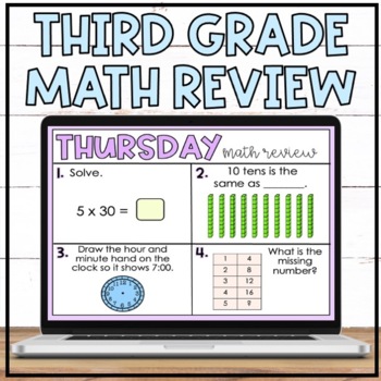 Preview of Yearlong Third Grade Math Spiral Review - Digital Option