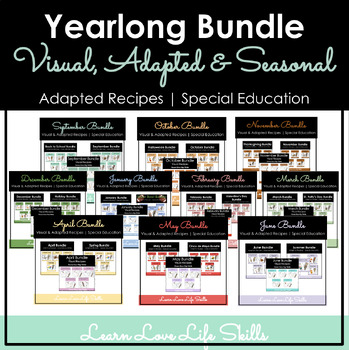Preview of Yearlong Visual, Adapted & Seasonal Cooking BUNDLE | Special Education
