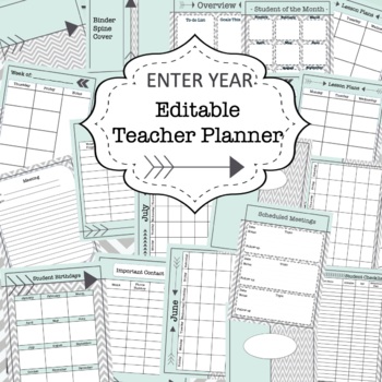 Preview of Yearly Arrow Themed Editable Teacher Planner + extras! Good For any school year!