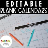 Yearly Blank Calendar - EDITABLE & Digital Access July '22-'24