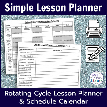 Preview of Yearly Lesson Planner and Schedule Calendar for Specialists