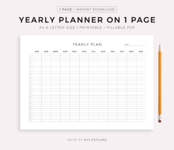 one page yearly calendar teaching resources teachers pay teachers