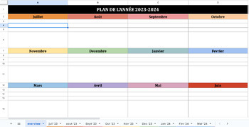 Preview of Yearly Planning Monthly Calendar - v. français