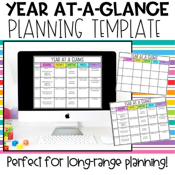 Preview of Yearly Planning Template | Year At A Glance | Long Range Planning Template