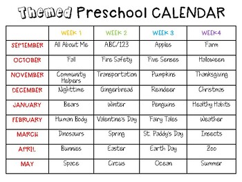 Preschool - Pre Kindergarten Yearly Calendar and Weekly Plans | TpT
