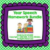 Yearly Speech Homework Bundle