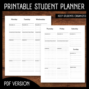 Preview of Yearly Student Planner | Printable | Undated Planner |Daily Planner for Students