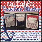 Editable Teacher Binder { Navy & Red Nautical Themed } Tea