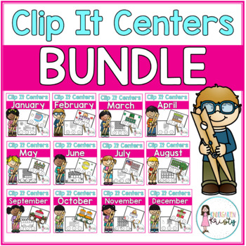 Preview of Yearly Tens Frame Clip It Centers BUNDLE