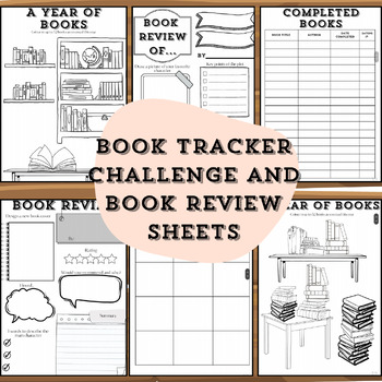 Preview of 52 Book challenge - Reading log tracker and book review report sheets