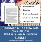 Years 1933-1941 Roosevelt Years/New Deal - Reading Compreh