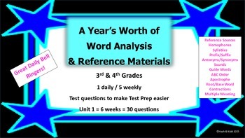 Preview of Year's Worth - Reading Review - Word Analysis & Reference Materials - Unit 1