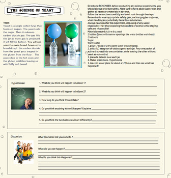 Preview of Yeast Balloon Experiment with Data Recording Worksheet for Guided Learning