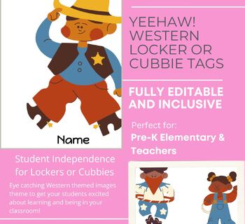 Preview of YeeHaw! Western Locker Editable Name Decorations - Inclusive & Fully Editable