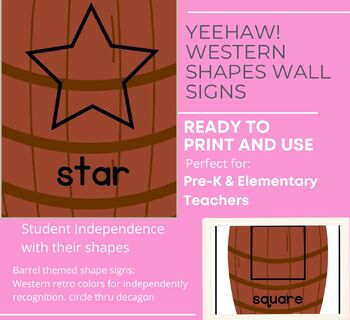 Preview of YeeHaw! Western Themed Shapes for your classroom, Circle thru Decagon