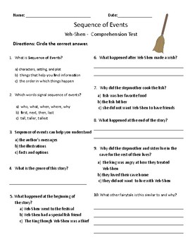 Yeh-Shen Comprehension and Vocabulary Test - Journeys by ...