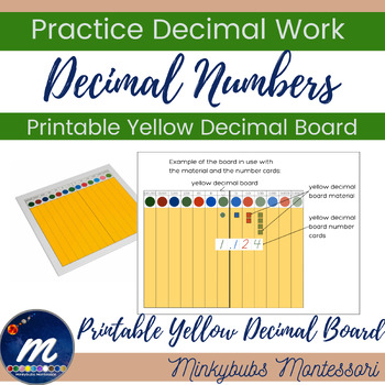 Preview of Yellow Decimal Board, Decimal Material and Number Cards Montessori Print and Go!