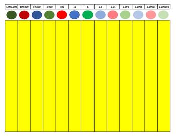 Preview of Yellow Decimal Board Montessori