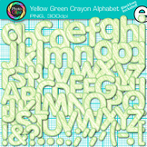 Yellow-Green Alphabet Letter Clipart Images: Crayon Effect