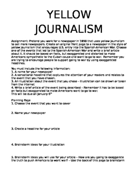 yellow journalism assignment 5 answer key