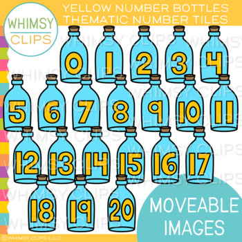 Yellow Number Bottles Number Tiles - MOVEABLE Clip Art by Whimsy Clips