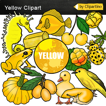 Yellow Objects Clipart/ Yellow color in nature/ Yellow animals clip art