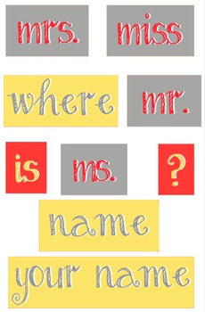 Preview of Yellow, Red and Gray - WORDS for your Where is the counselor sign