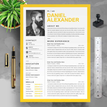 Preview of Yellow Resume Template |  Colour Cv Format