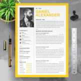 Yellow Resume Template |  Colour Cv Format