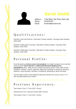 Preview of Yellow Squiggle Resume