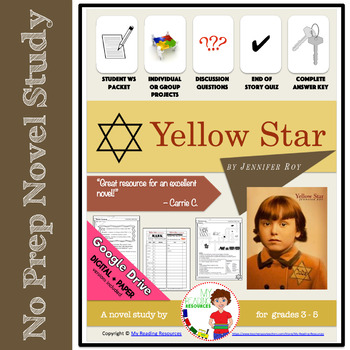 Preview of Novel Study: Yellow Star by Jennifer Roy (Print + DIGITAL)