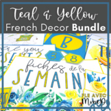 Yellow & Teal French Classroom Decor BUNDLE - French Posters