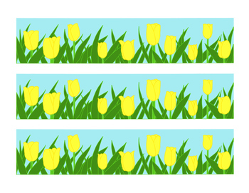 Yellow Tulip Bulletin Board Border Printable Full Color PDF Spring ...