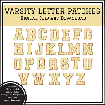 letter a  Presentation Alphabet Set: Yellow Varsity Letter A