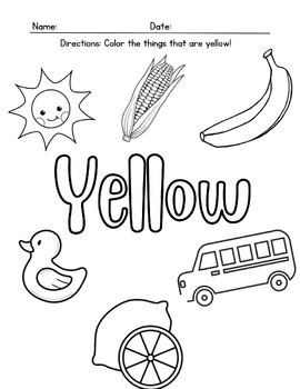 yellow coloring pages for preschoolers