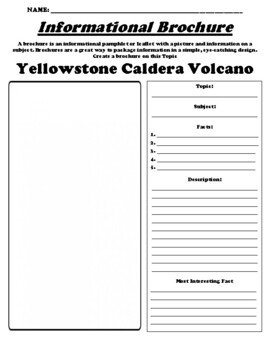 Preview of Yellowstone Caldera Volcano "Informational Brochure" WebQuest & Worksheet