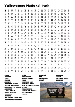 Yellowstone National Park Word Search by Steven's Social ...