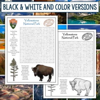 Yellowstone National Park Word Search by Dr Loftin s Learning Emporium