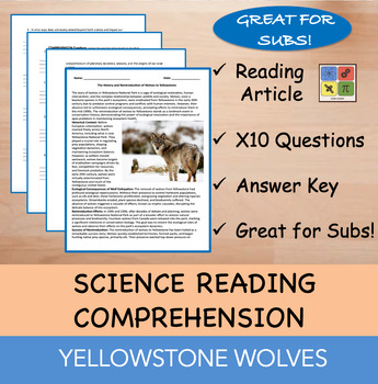 Preview of Yellowstone Wolves Reintroduction - Reading Passage x10 Questions(EDITABLE)