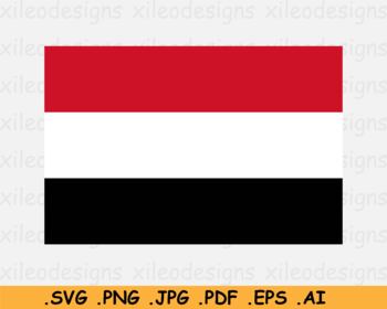 Preview of Yemen National Flag, Yemeni Country Banner Cricut Print, SVG EPS AI PNG JPG PDF