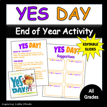 Preview of Yes Day Printable Activity | End of the School Year Activity | Yes Day Theme Day