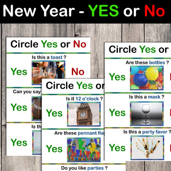 Preview of Yes No New Year Speech Therapy Questions 