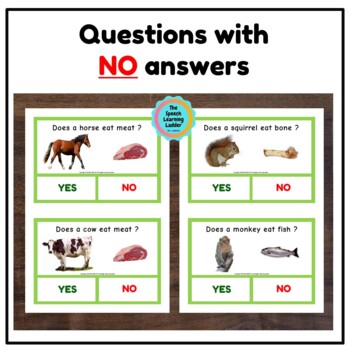 Yes No Questions Speech Therapy (ANIMALS & THEIR FOOD) | TPT