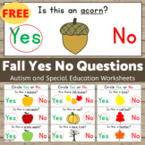 Yes No Questions Worksheets | Speech Therapy Fall Activity