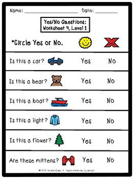 Yes and No Worksheets by Autism Class | Teachers Pay Teachers