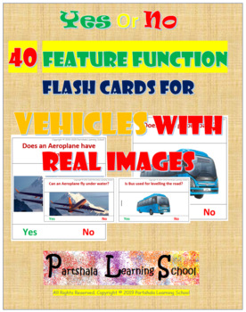 Preview of Yes or No - 40 Vehicles (Feature Function) Task cards with Real Images